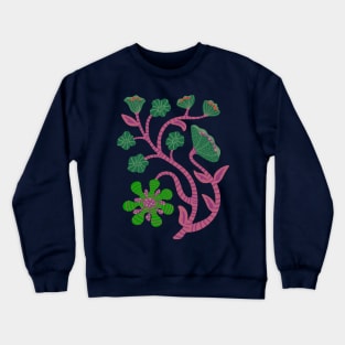 IT'S A JUNGLE OUT THERE Mod Funky Floral-2 in Groovy Purple and Green - UnBlink Studio by Jackie Tahara Crewneck Sweatshirt